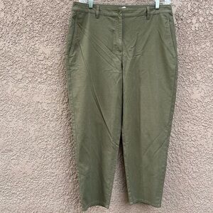 Eileen Fisher Organic Cotton Earthy Green Pants Womens Size 14 Minimalist Casual